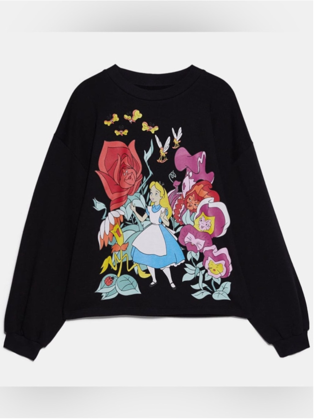 Zara x Disney Alice in Wonderland Talking Flowers Graphic Sweatshirt Size L